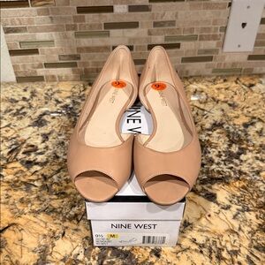 Nine West Nude Peep Toe Heels